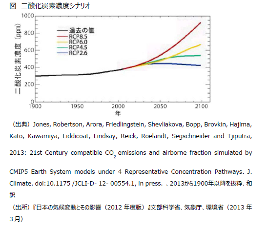 図　二酸化炭素濃度シナリオ